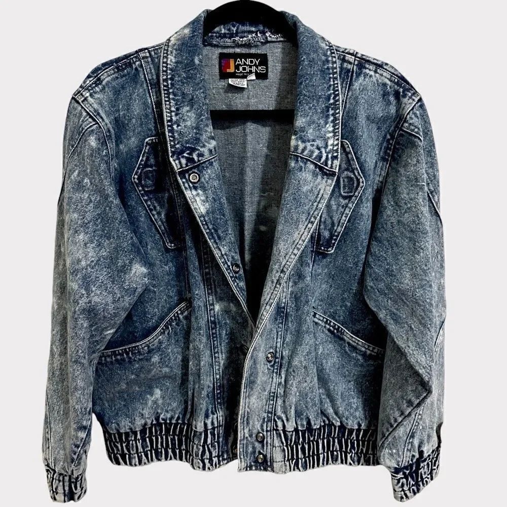 Andy John’s Vintage Acid Wash Flip Collar Jean Button Baggy Oversized Jacket